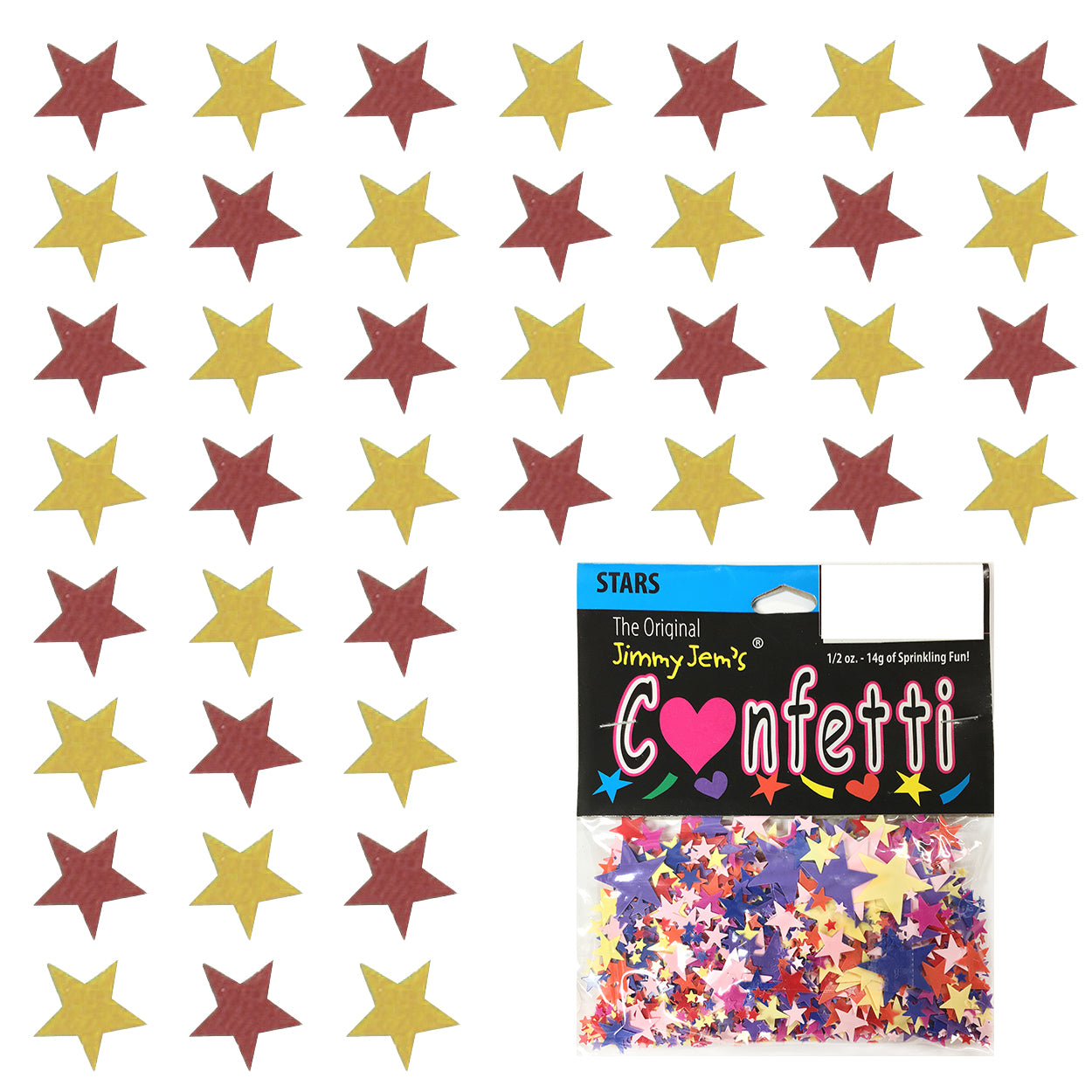 Confetti Star 1/4" Burgundy, Gold