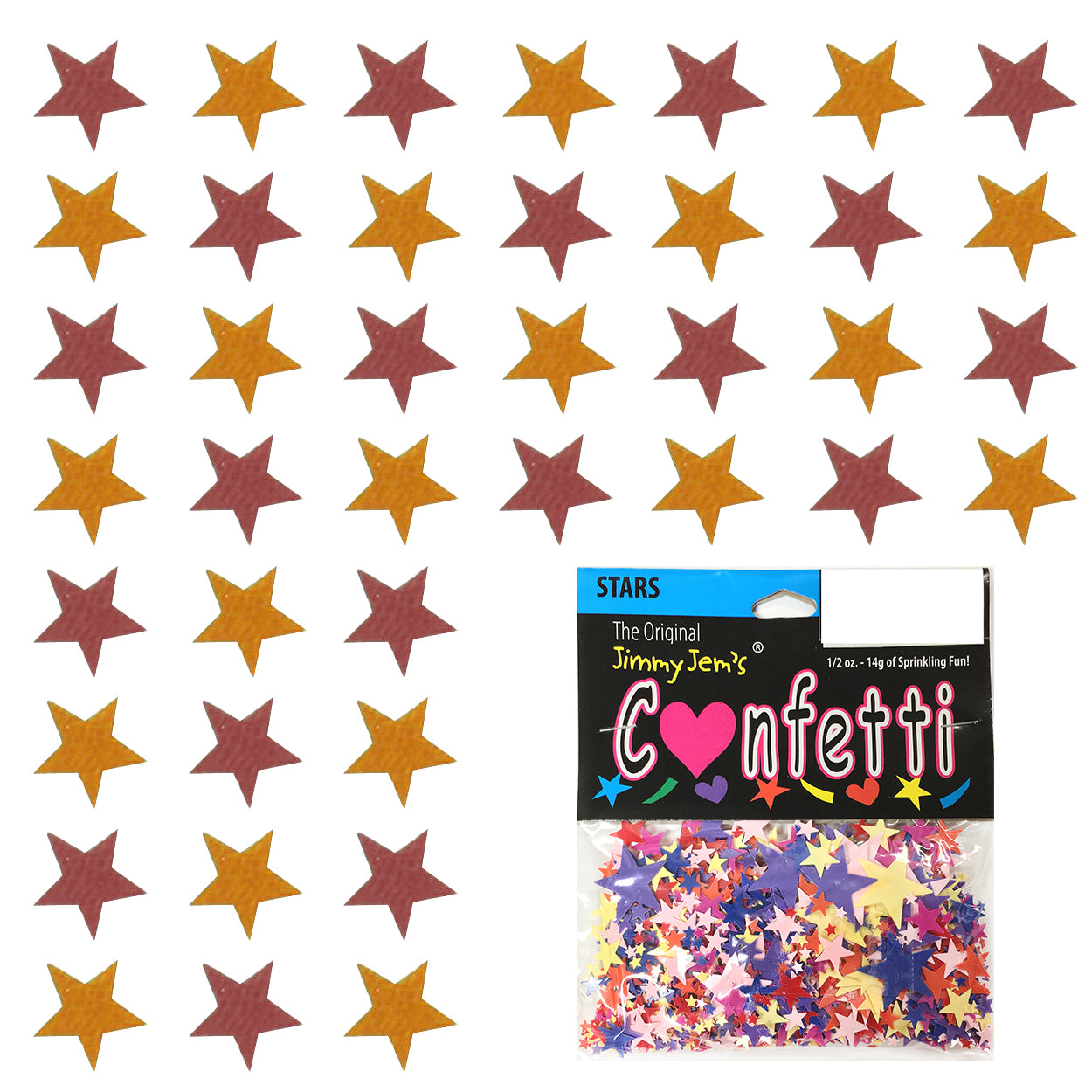 Confetti Star 1/4" Burgundy, Orange