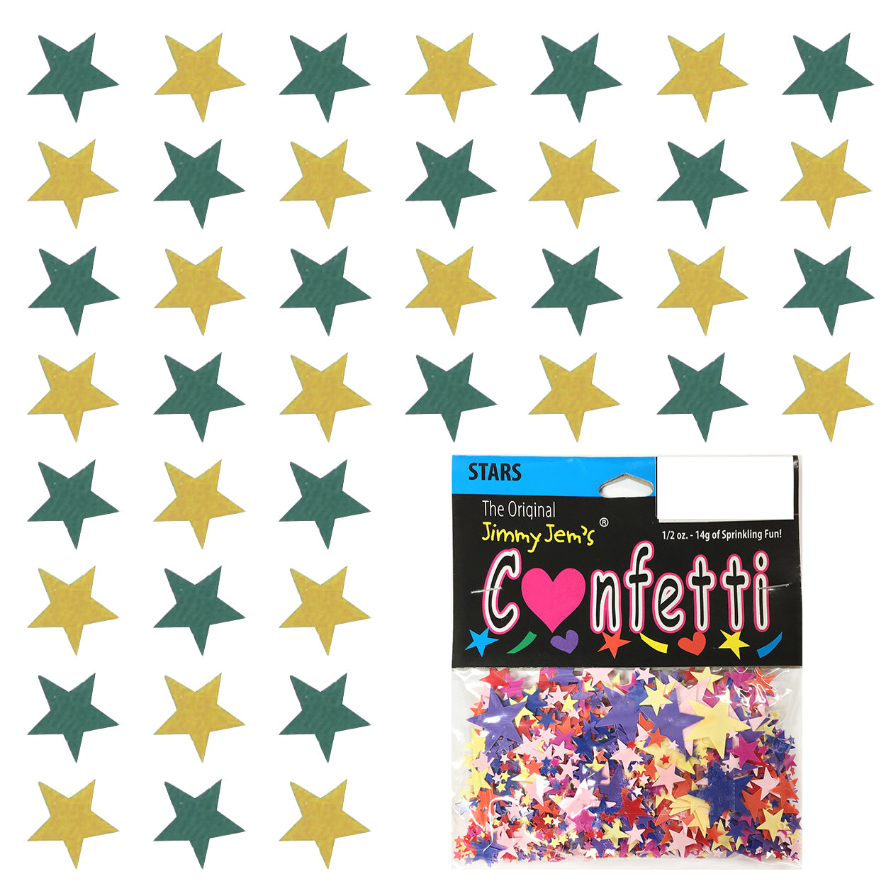 Confetti Star 1/4" Gold, Green Hunter