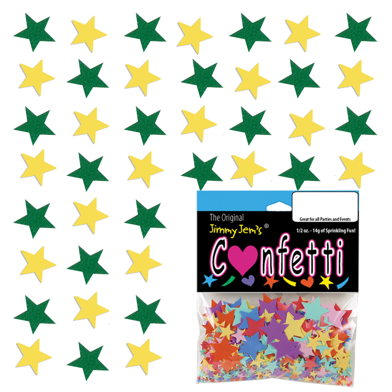 Confetti Star 1/4" Green, Yellow