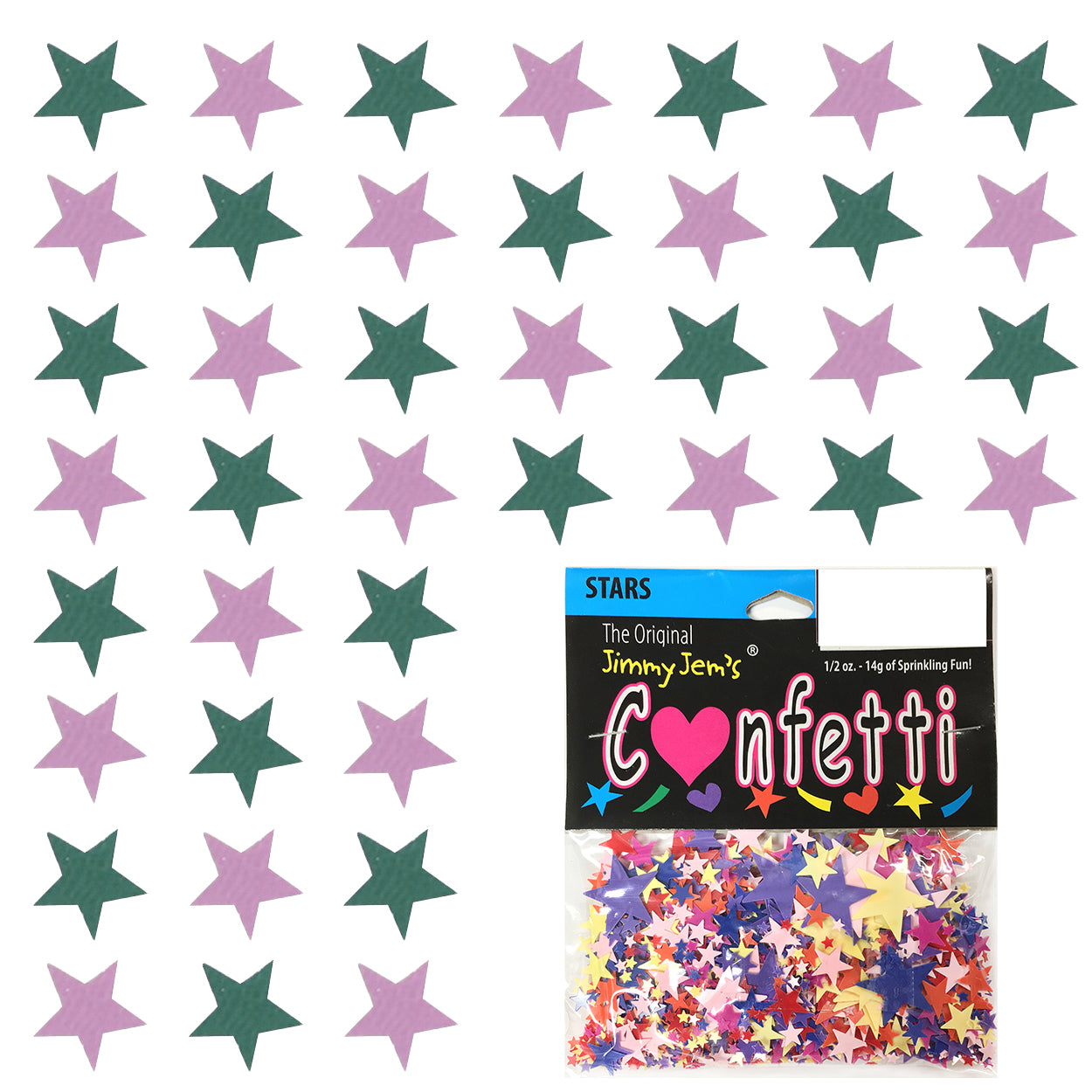 Confetti Star 1/4" Green Hunter, Pink