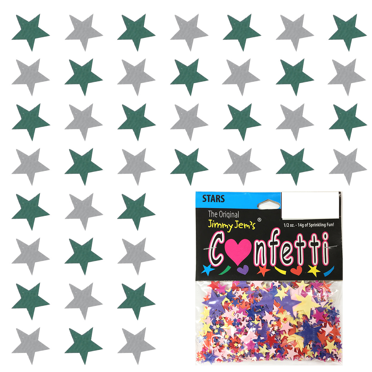 Confetti Star 1/4" Green Hunter, Silver