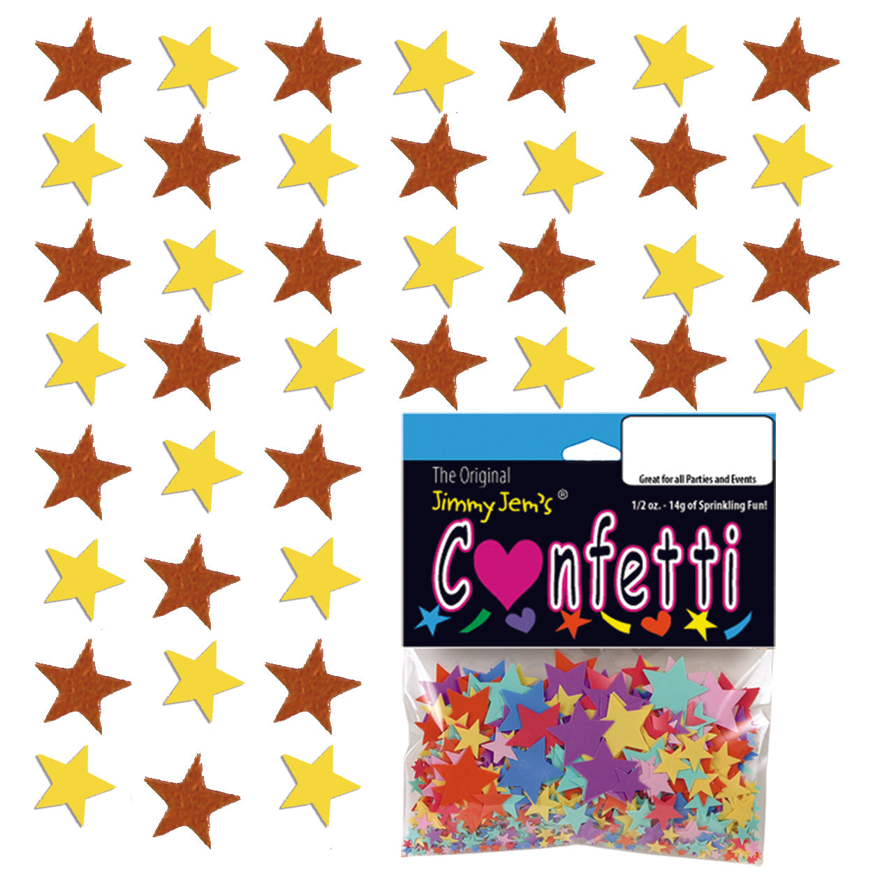 Confetti Star 1/4" Orange, Yellow