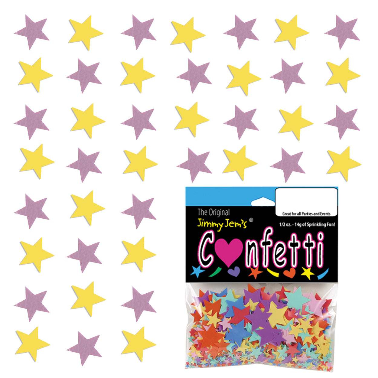 Confetti Star 1/4" Pink, Yellow