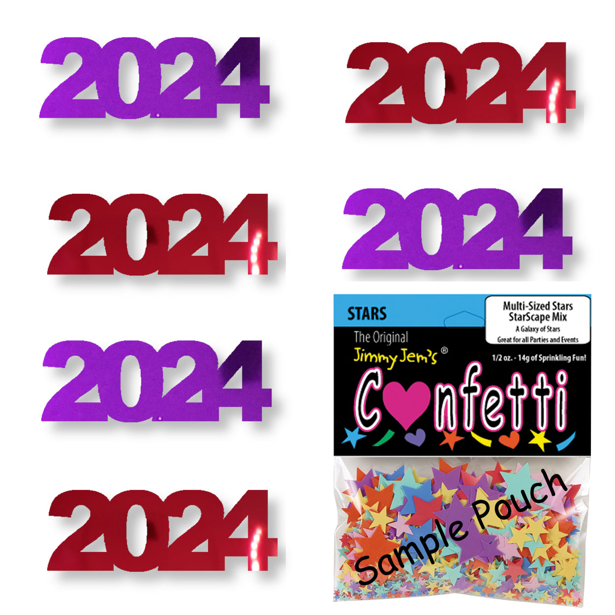 Confetti Year 2024 Purple, Red