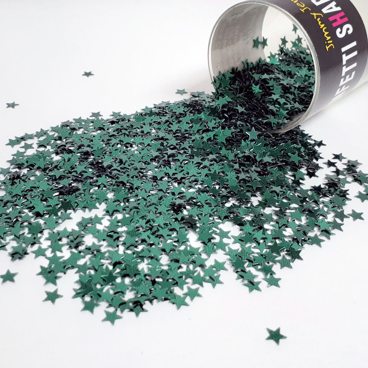 Confetti Star 1/4" Green Hunter, Silver