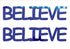 Custom-Buzz Word - BELIEVE Blue Royal