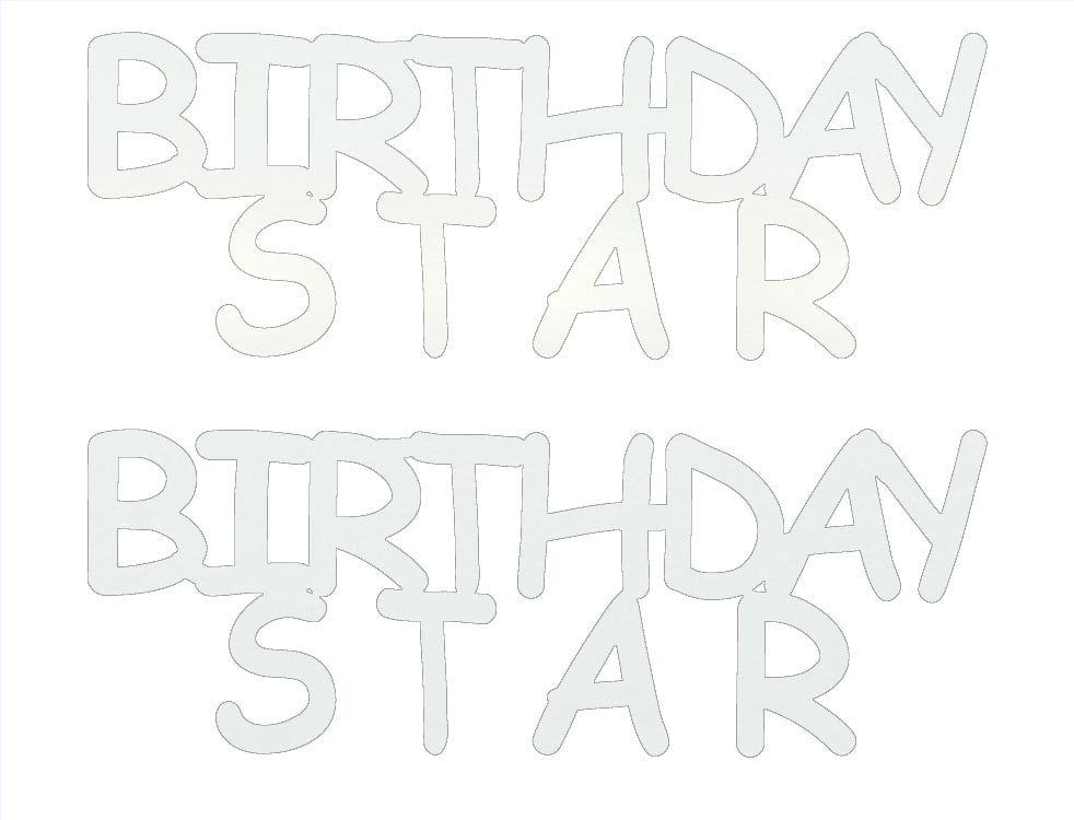 Custom-Buzz Word - BIRTHDAY STAR White