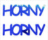 Custom-Buzz Word - HORNY Blue Royal