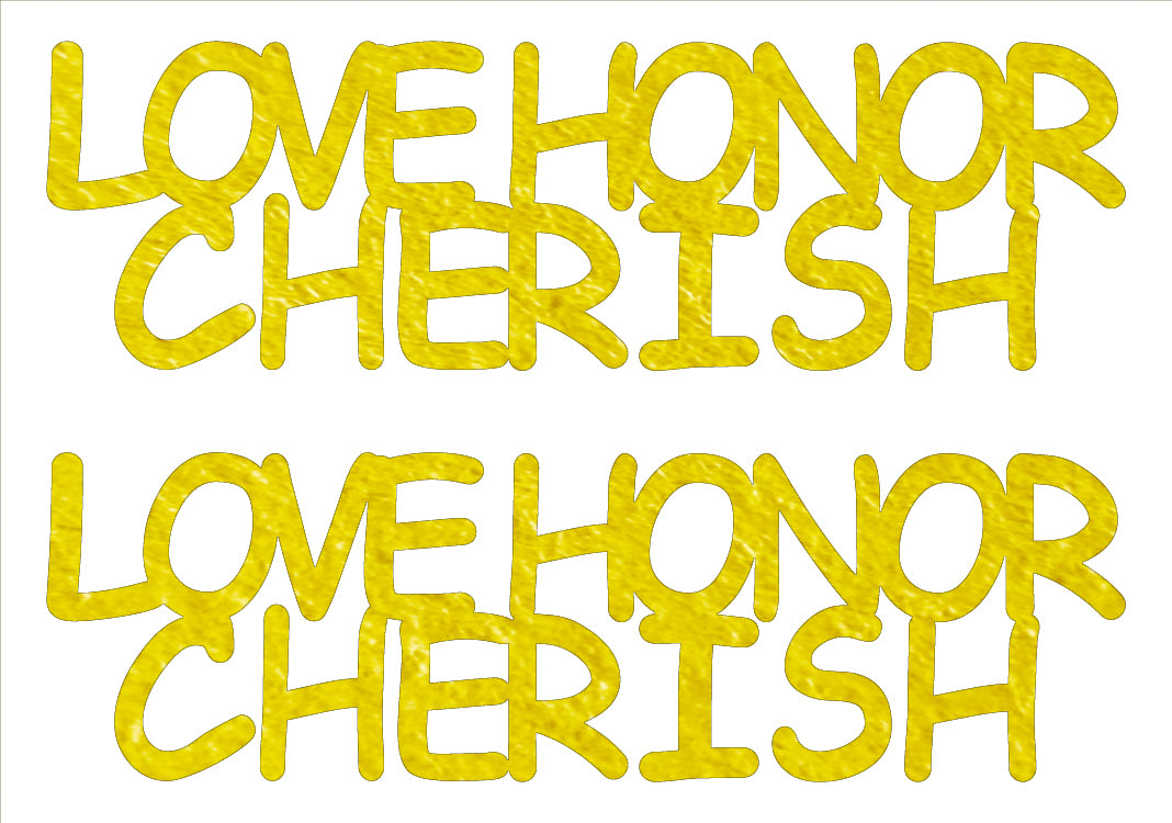 Custom-Buzz Word - LOVE HONOR CHERISH Yellow Paper