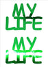 Custom-Buzz Word - MY LIFE Green