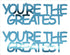 Custom-Buzz Word - YOU'RE THE GREATEST Blue Sky