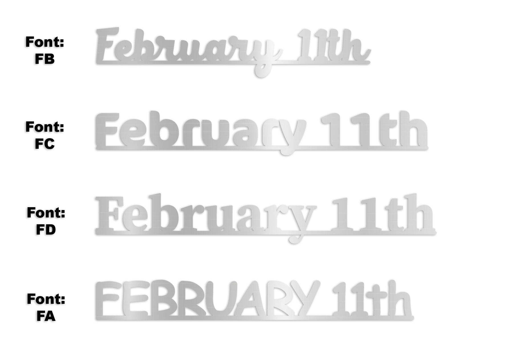 Custom-Fetti Date - FEBRUARY 11th Silver