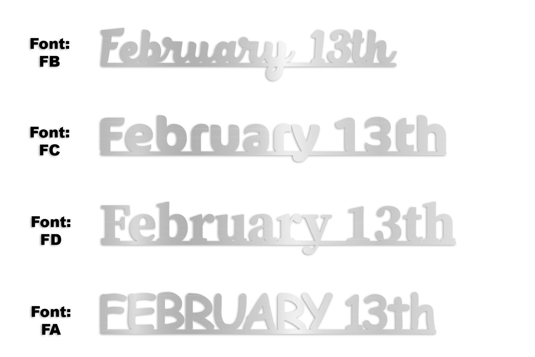 Custom-Fetti Date - FEBRUARY 13th Silver