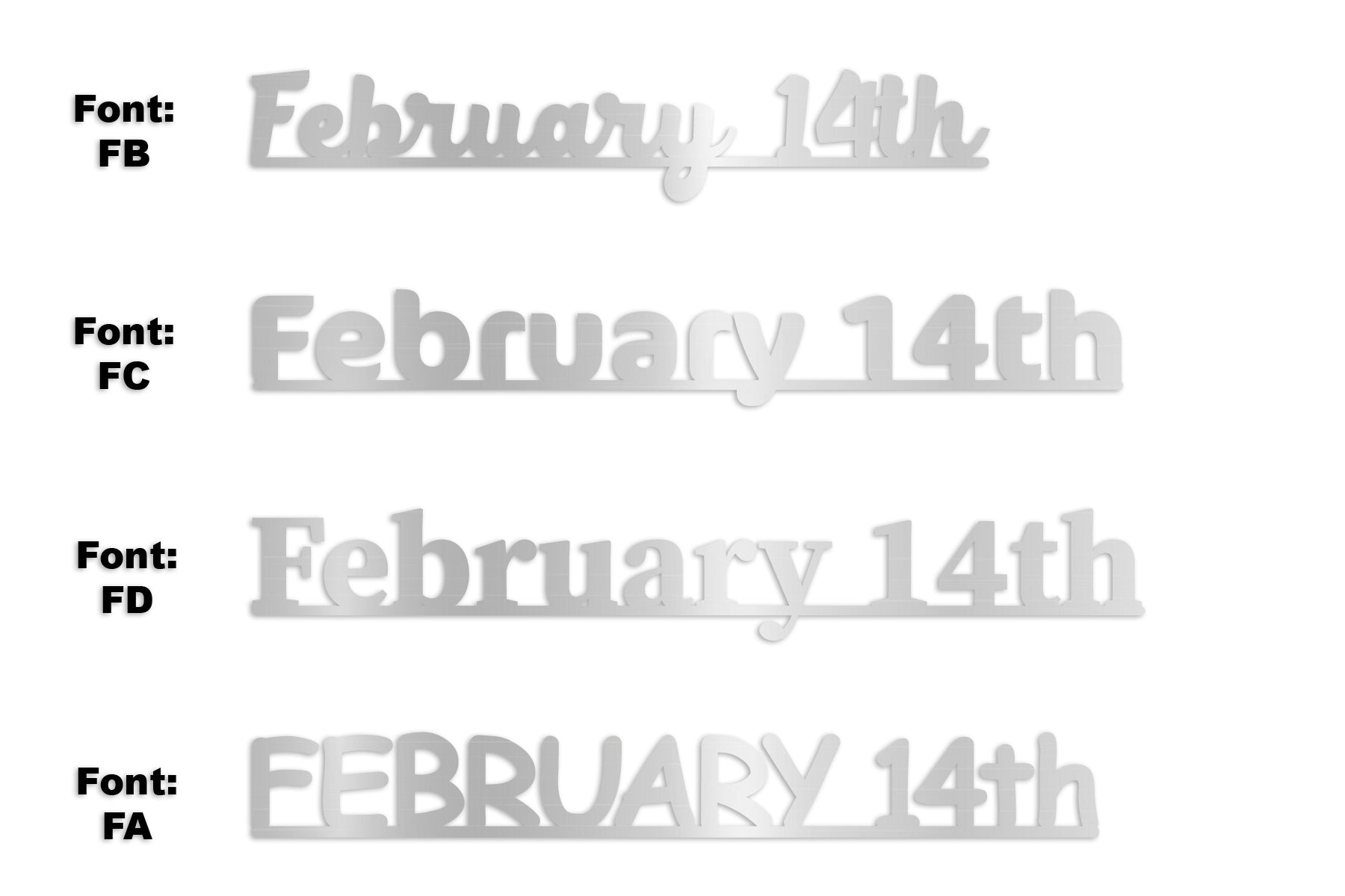 Custom-Fetti Date - FEBRUARY 14th Silver