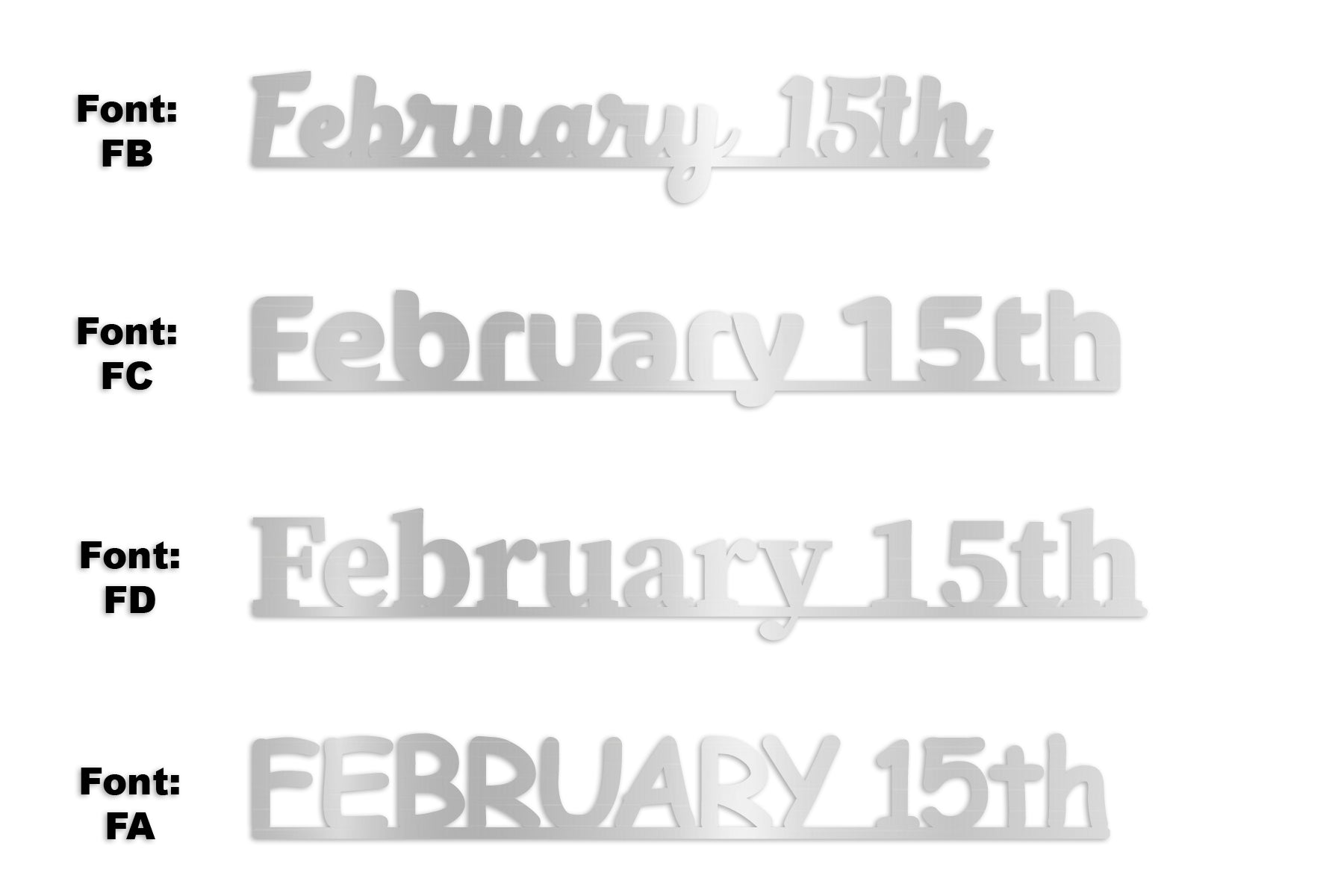 Custom-Fetti Date - FEBRUARY 15th Silver