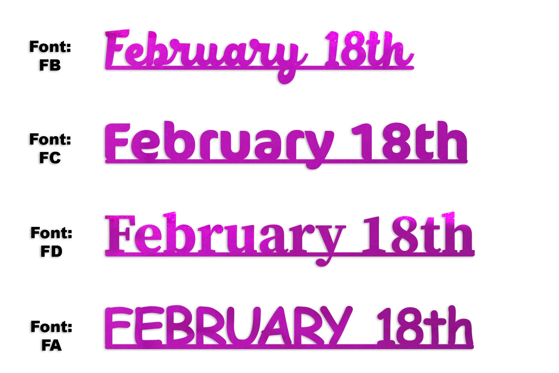 Custom-Fetti Date - FEBRUARY 18th Fuchsia