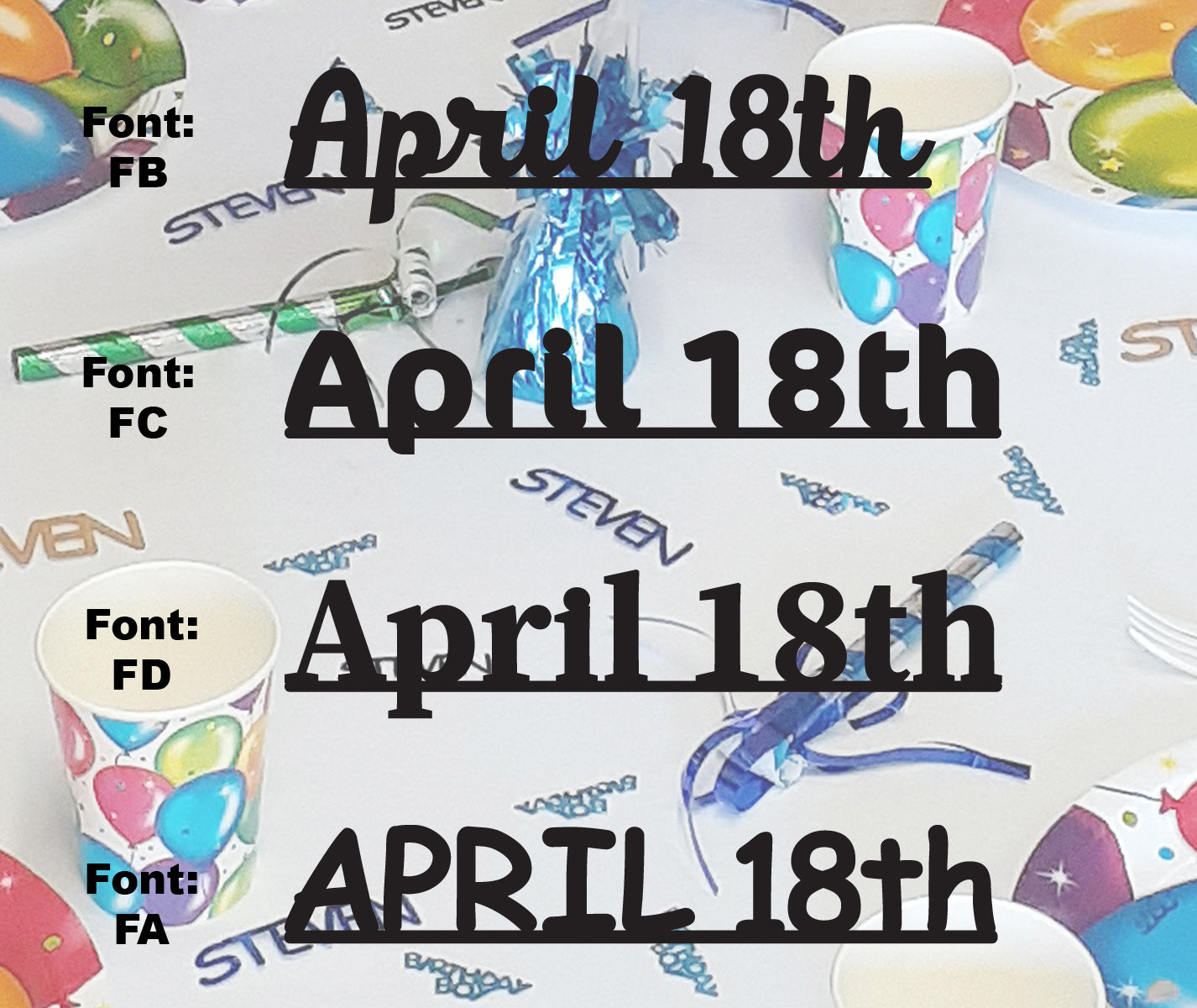 Custom-Fetti Date - APRIL 18th Black