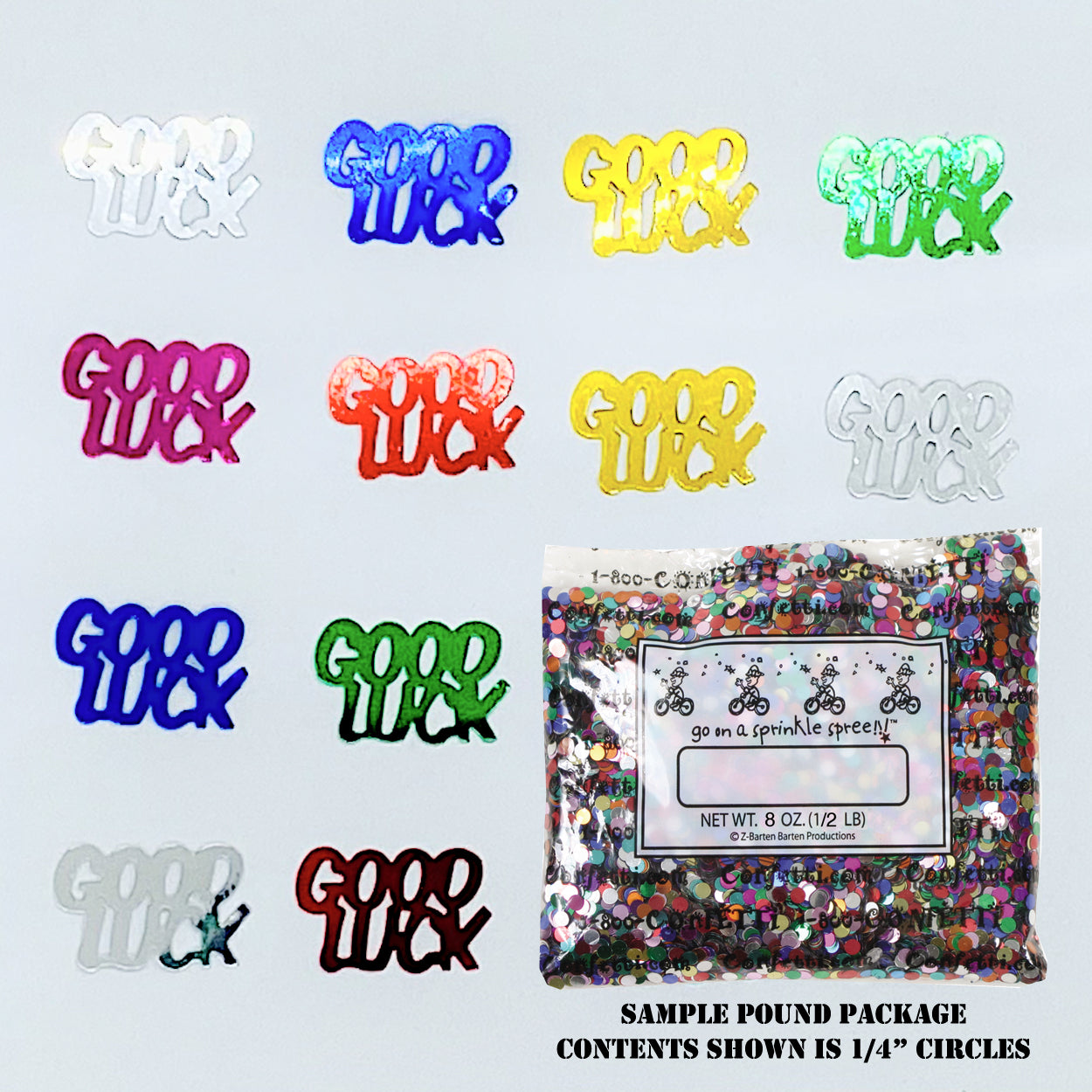 Confetti Word GOOD LUCK MultiColors 