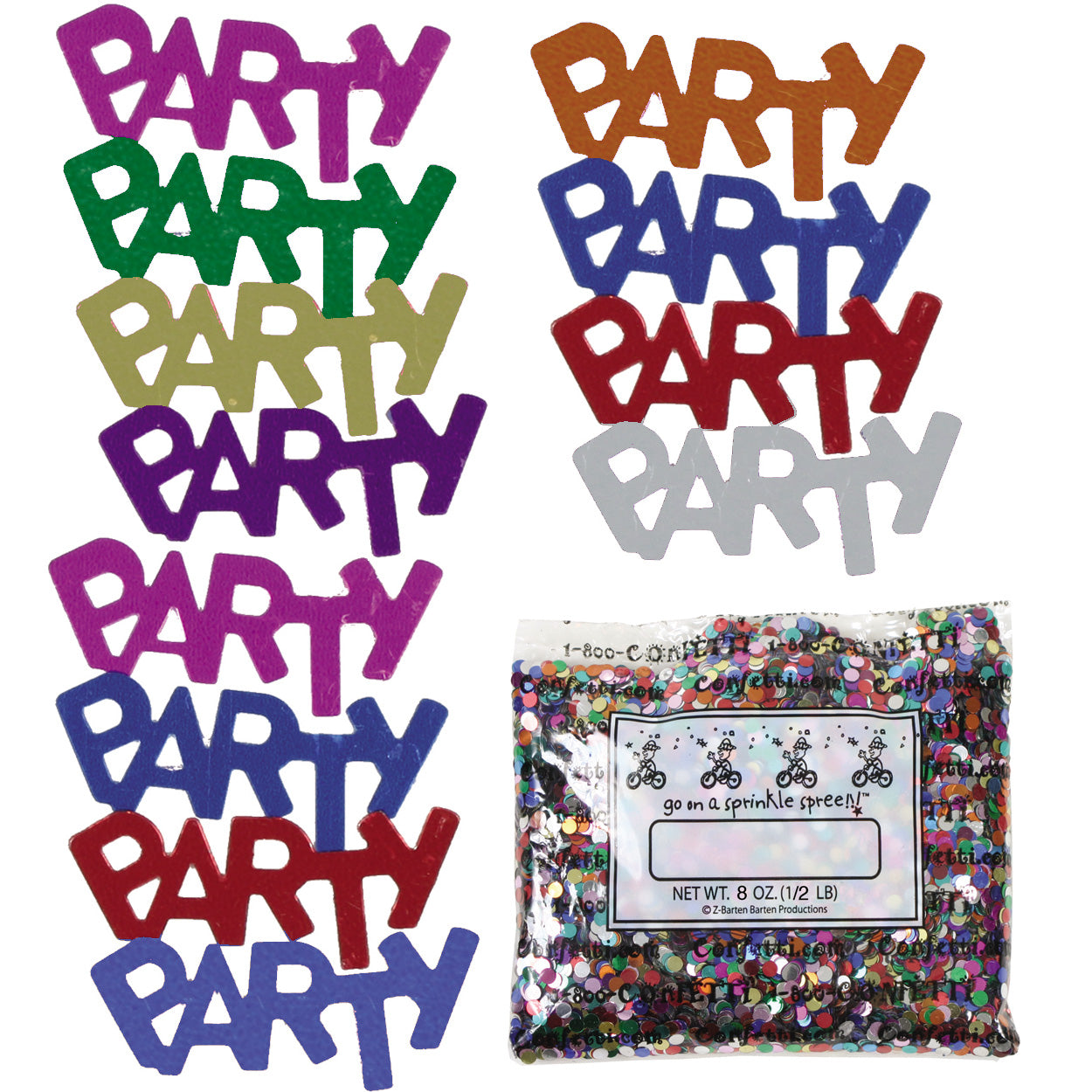 Confetti Word PARTY MultiColors 