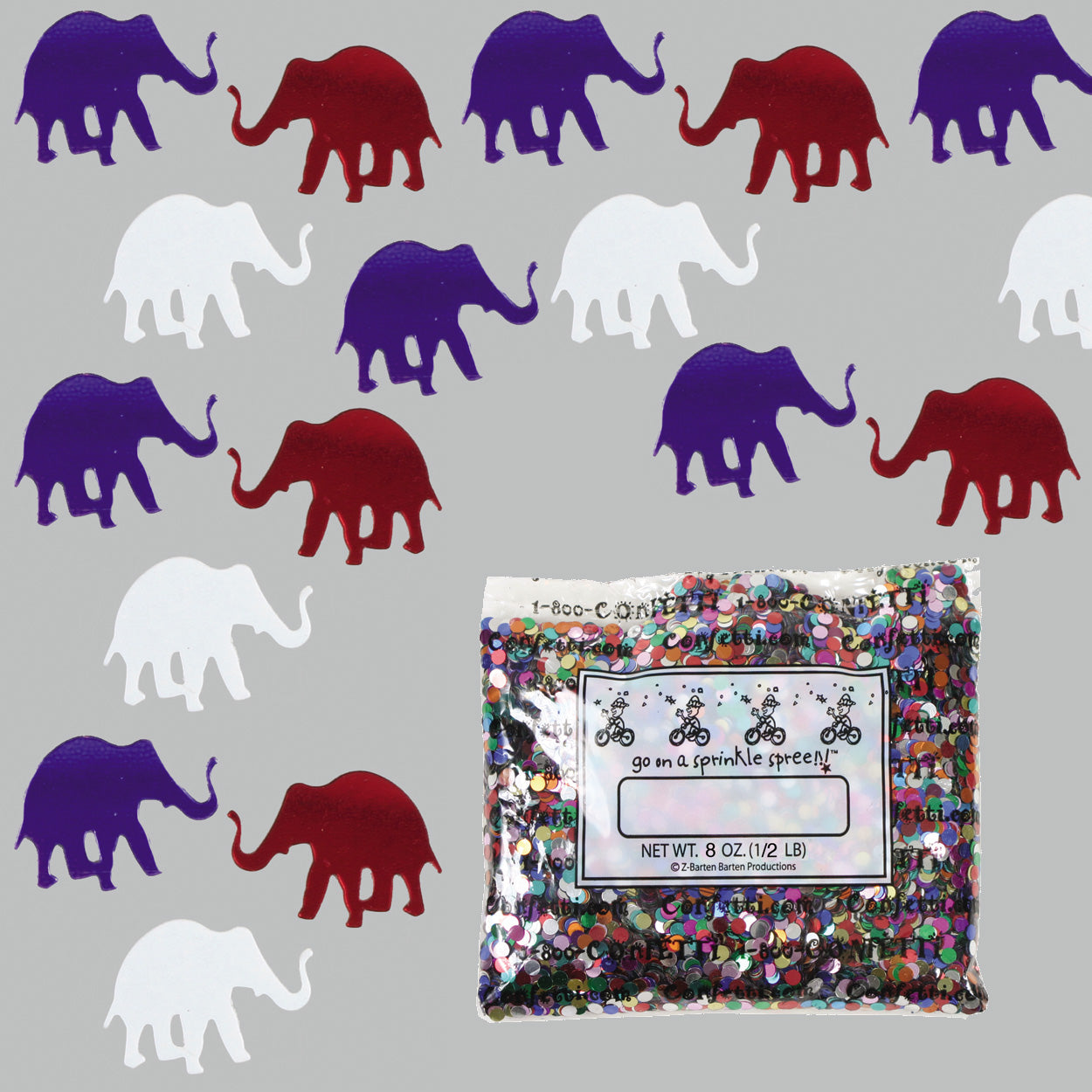 Confetti Elephant Red, White, Blue 