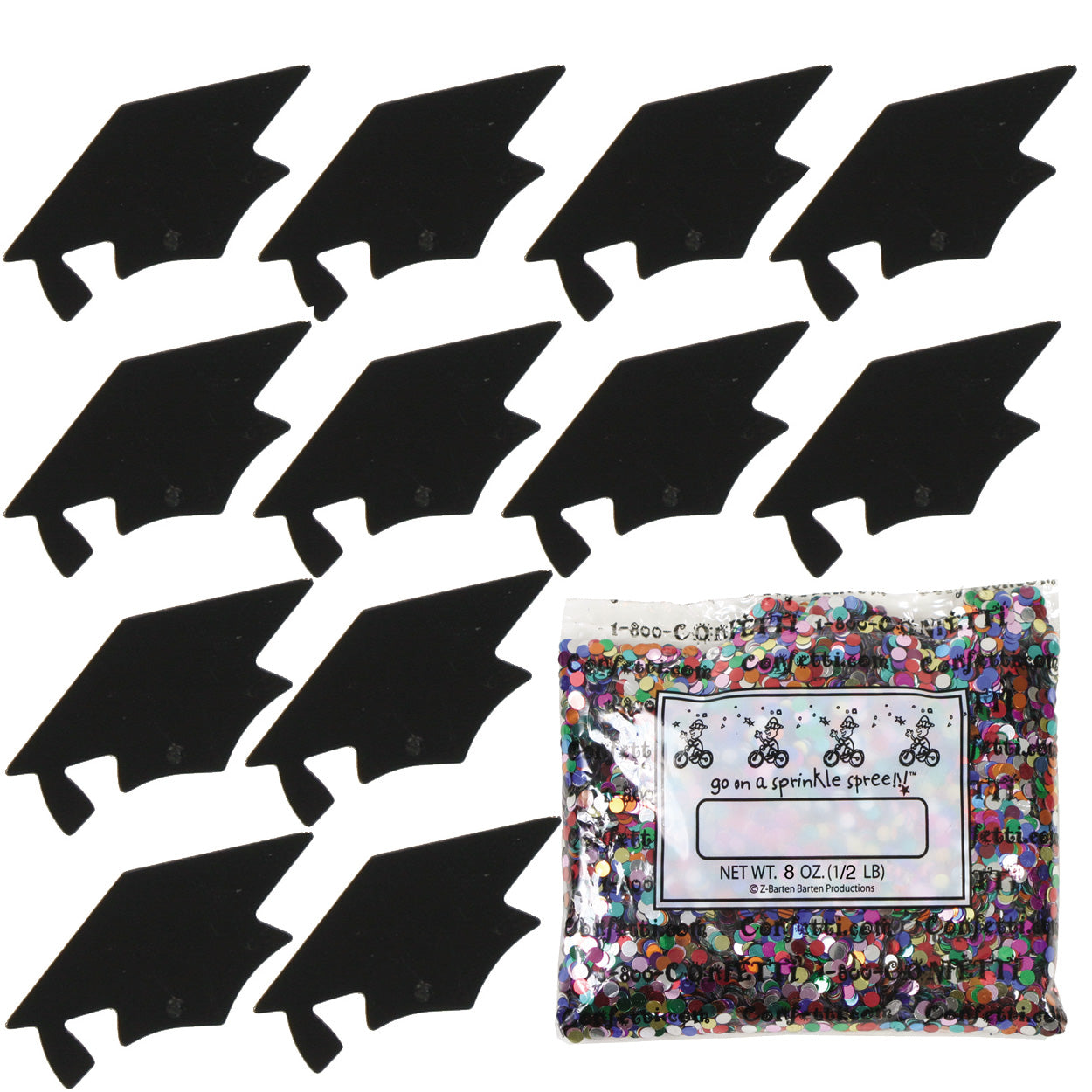 Confetti Grad Cap Black 