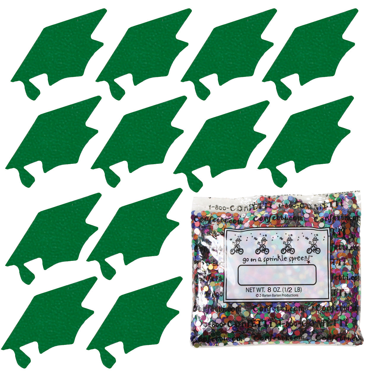 Confetti Grad Cap Green 