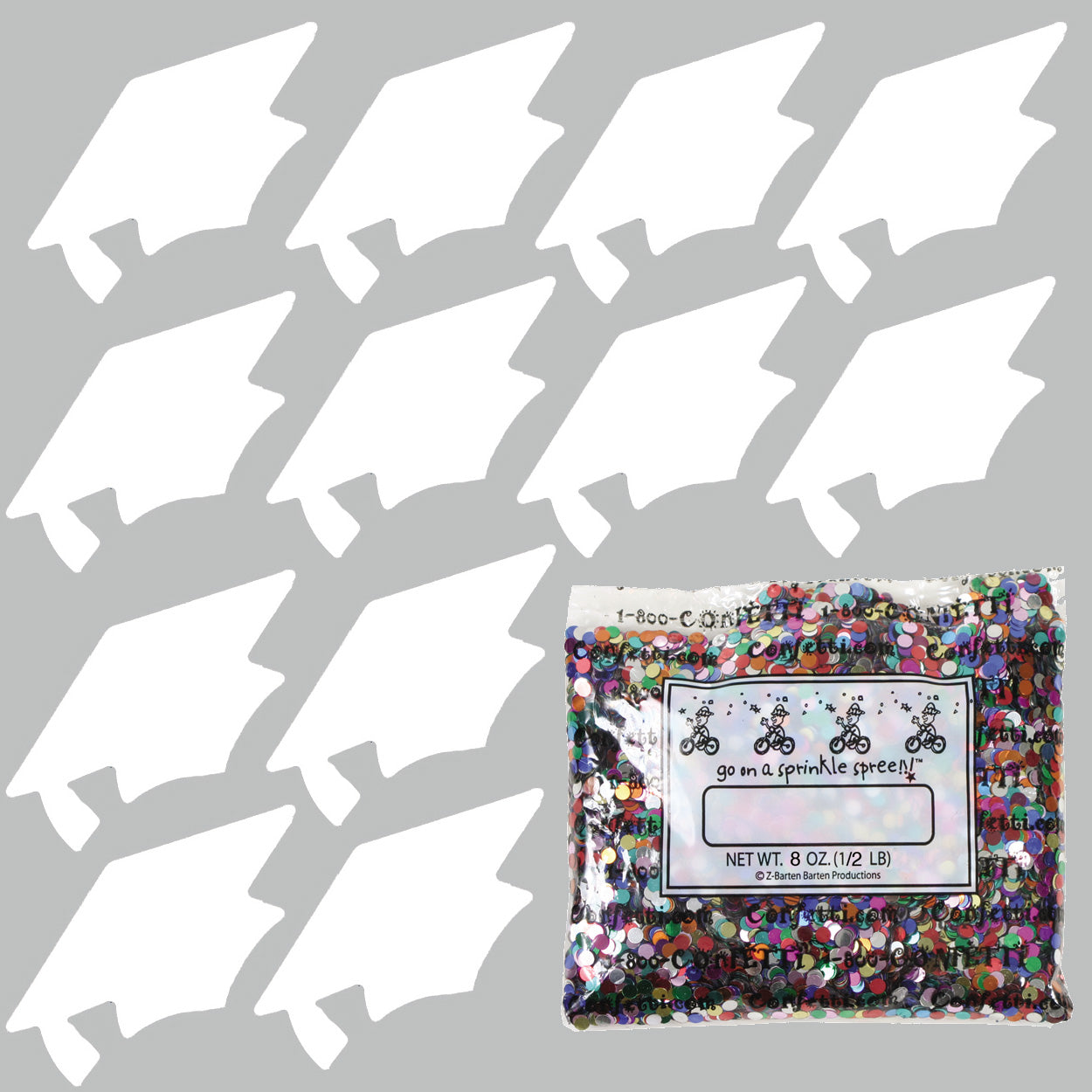 Confetti Grad Cap White 