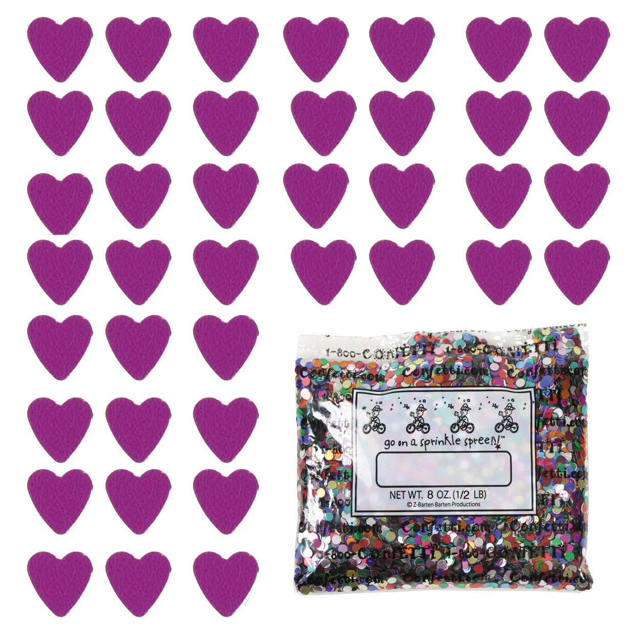 Confetti Heart 1/4" Fuchsia 