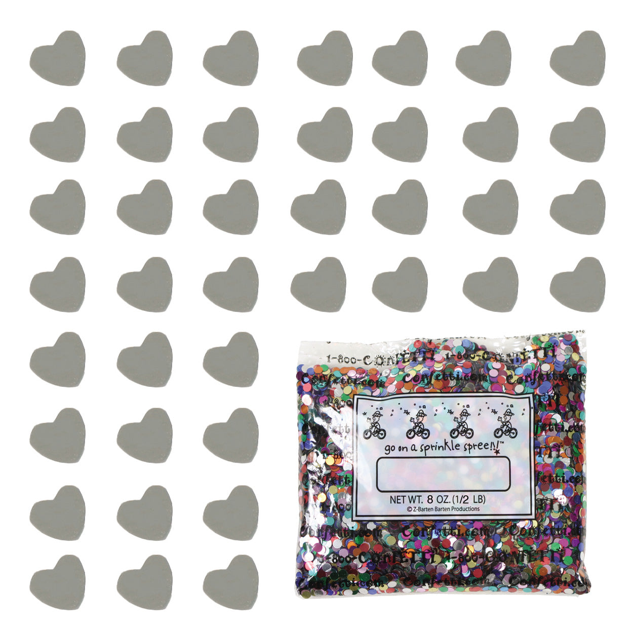 Confetti Heart 1/4" Silver 