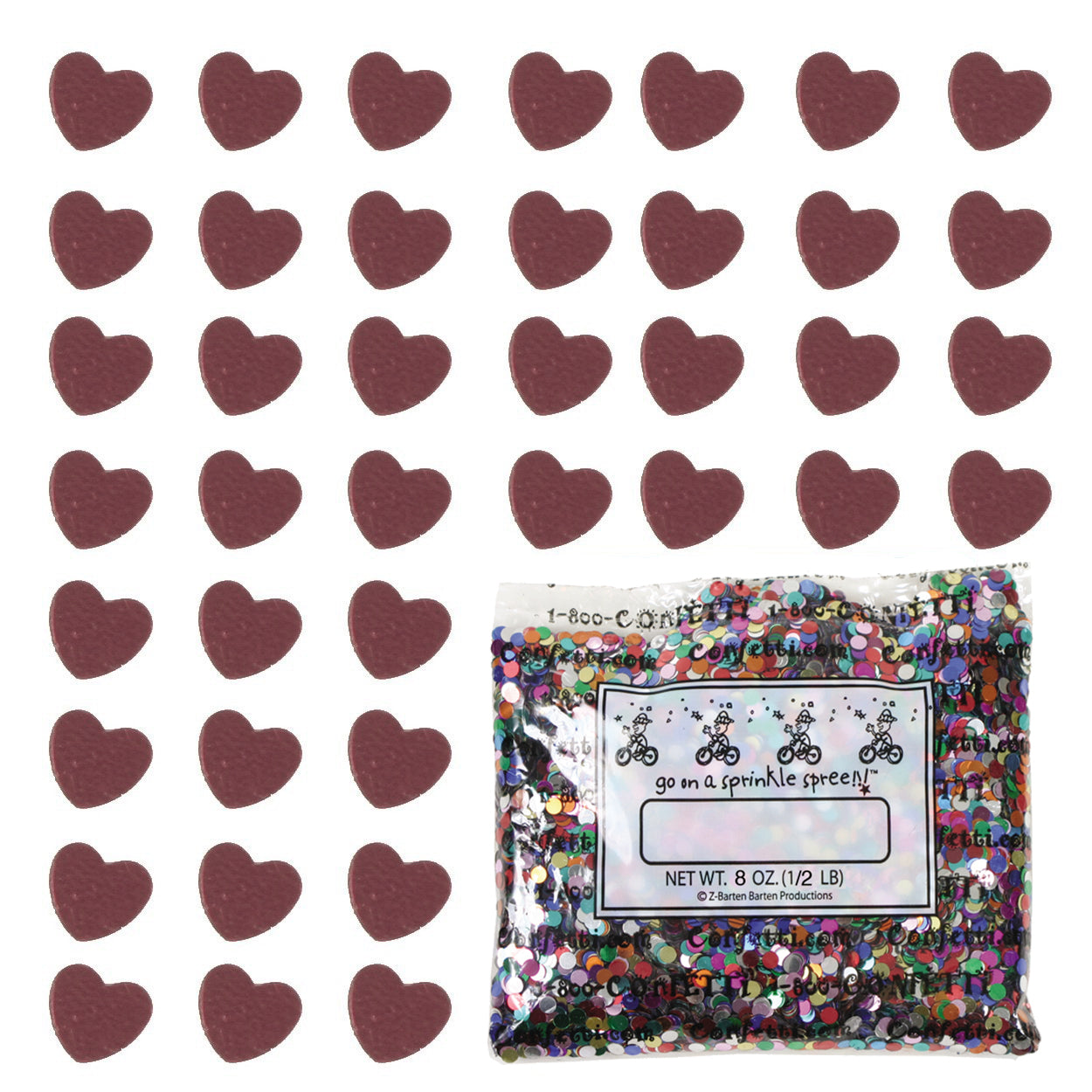 Confetti Heart 1/4" Burgundy 