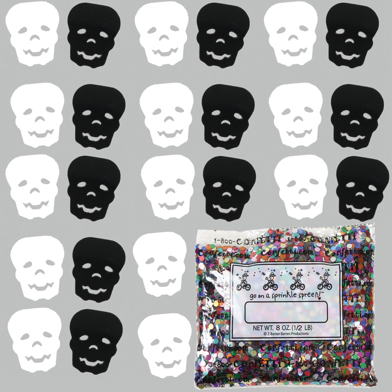 Confetti Skull Black, White 