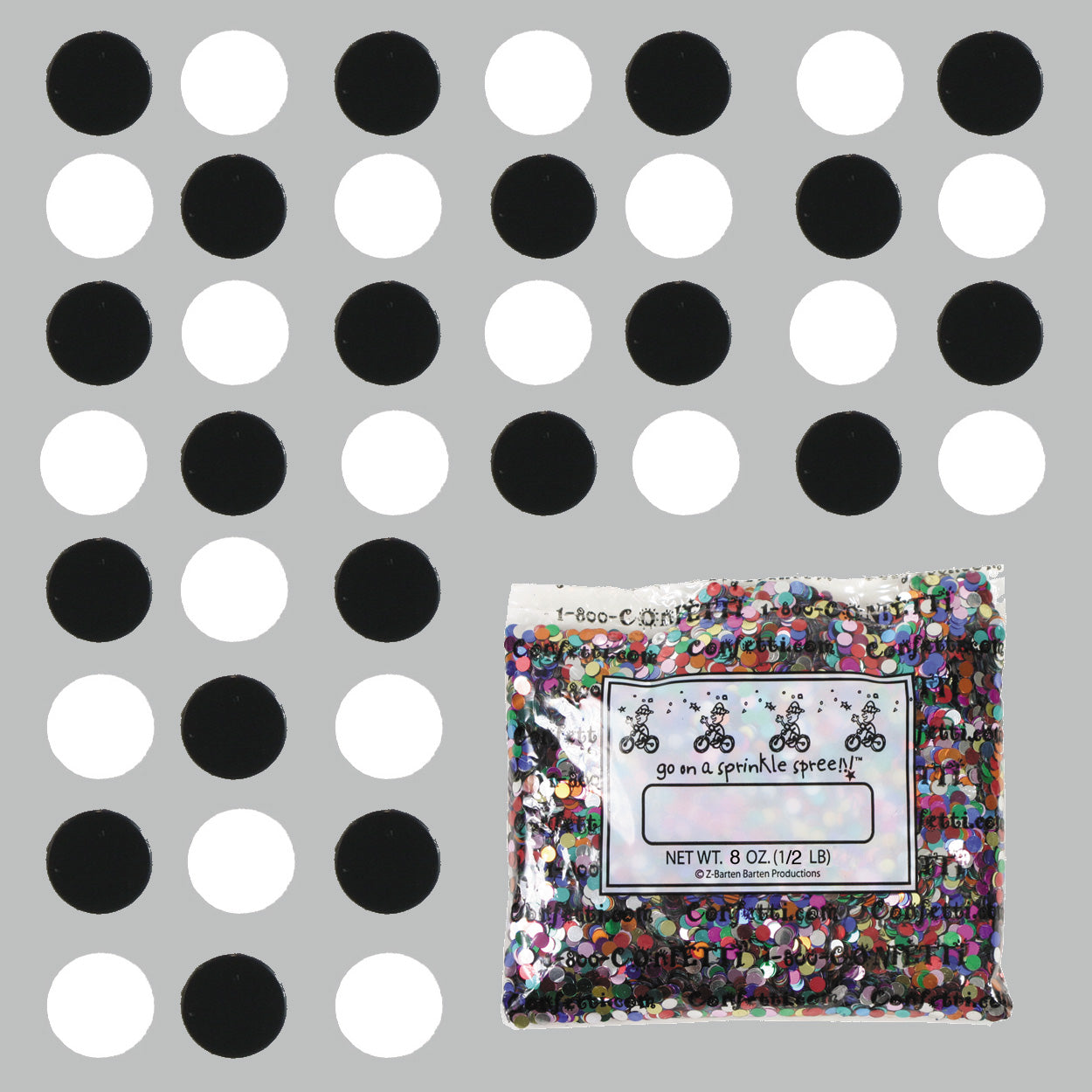 Confetti Circle 1/4" Black, White Mix 