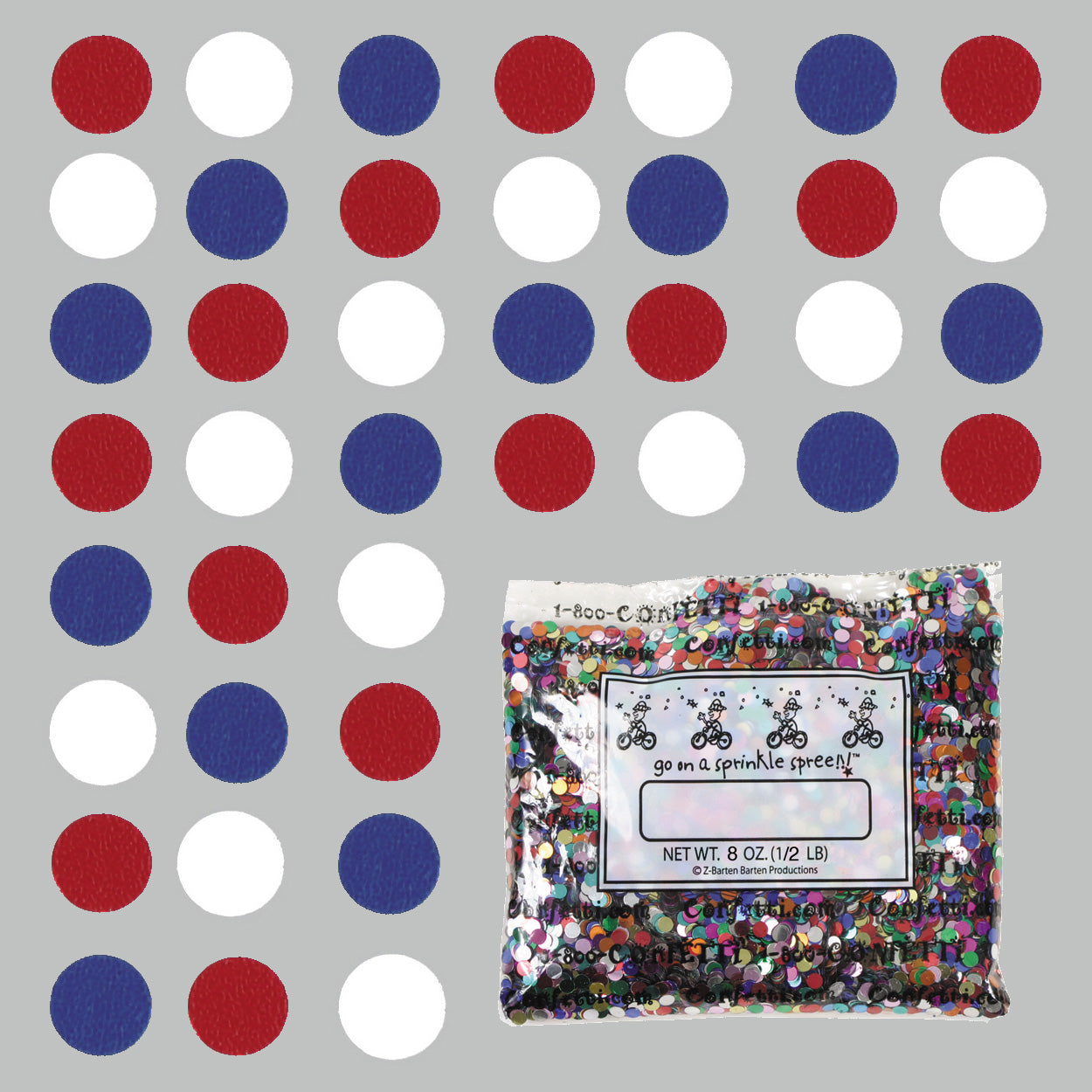 Confetti Circle 1/4" Red, White, Blue 