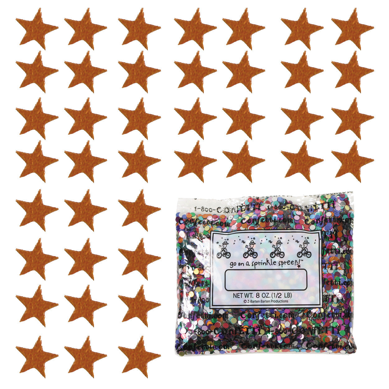 Confetti Star 1/4" Orange 