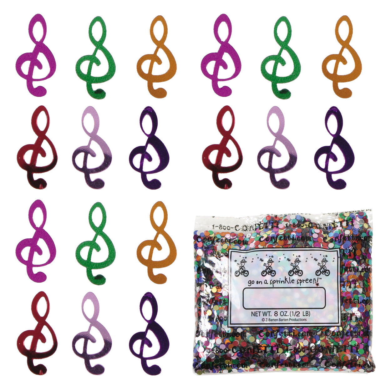 Confetti Music Clef Note MultiColors 