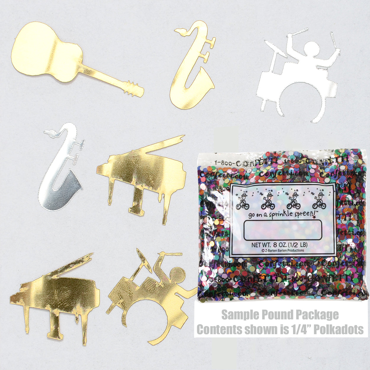 Confetti Music Instruments Silver, Gold Mix 