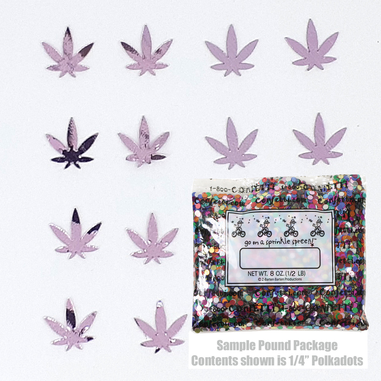 Confetti Marijuana Leaf 3/8" Pink 