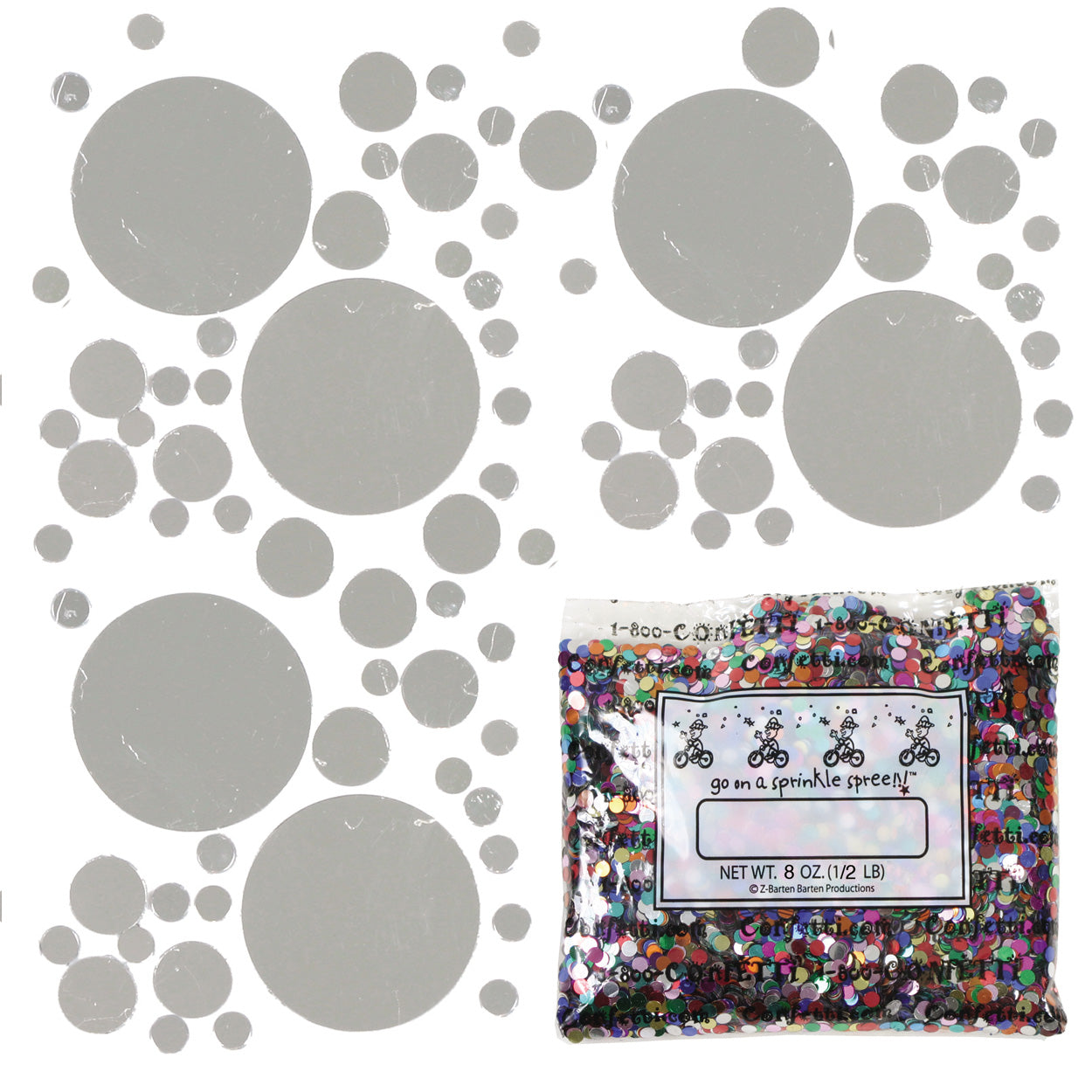 Confetti Circle New Bubbly (3 Sizes) Gold, Silver 