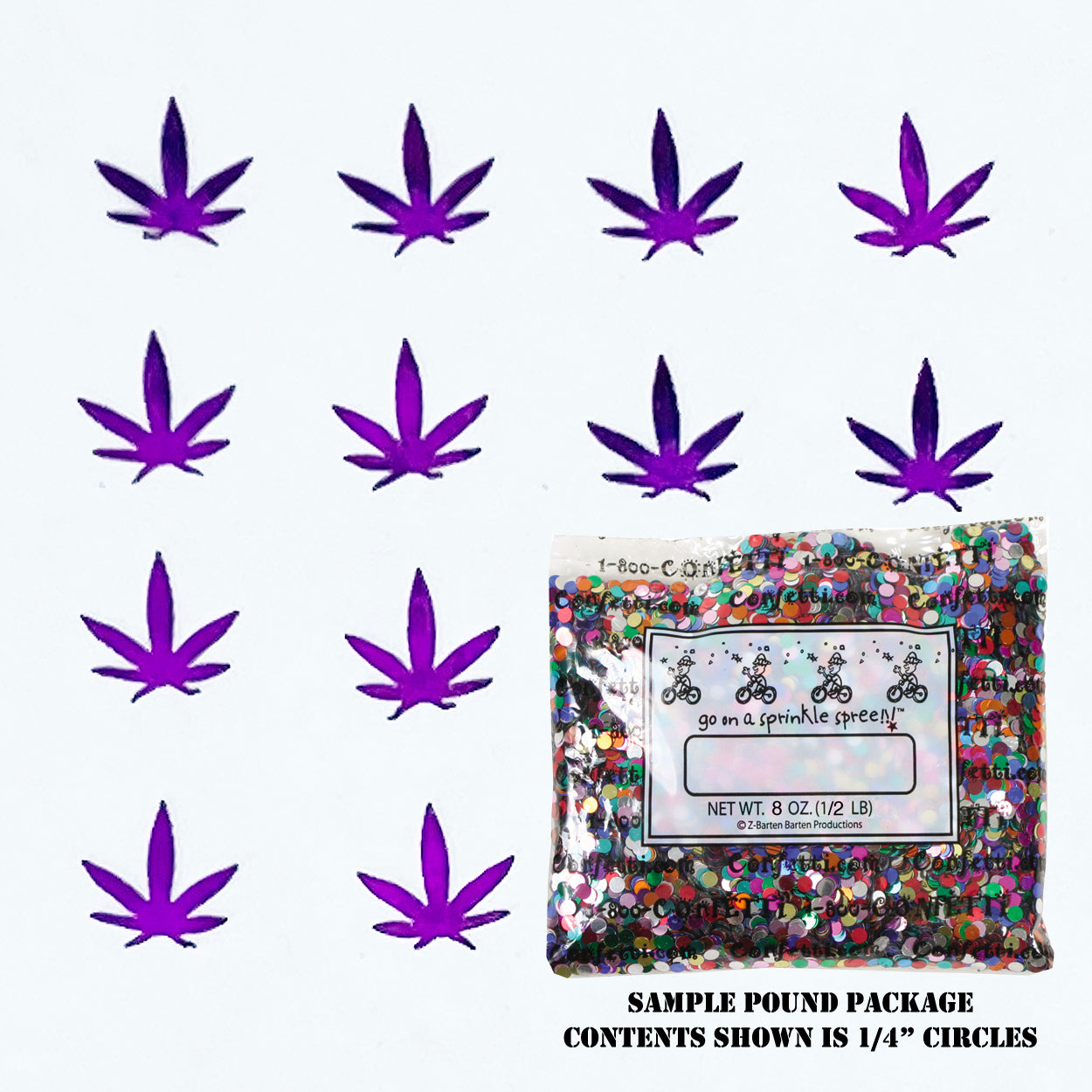 Confetti Marijuana Leaf 3/8" Purple 