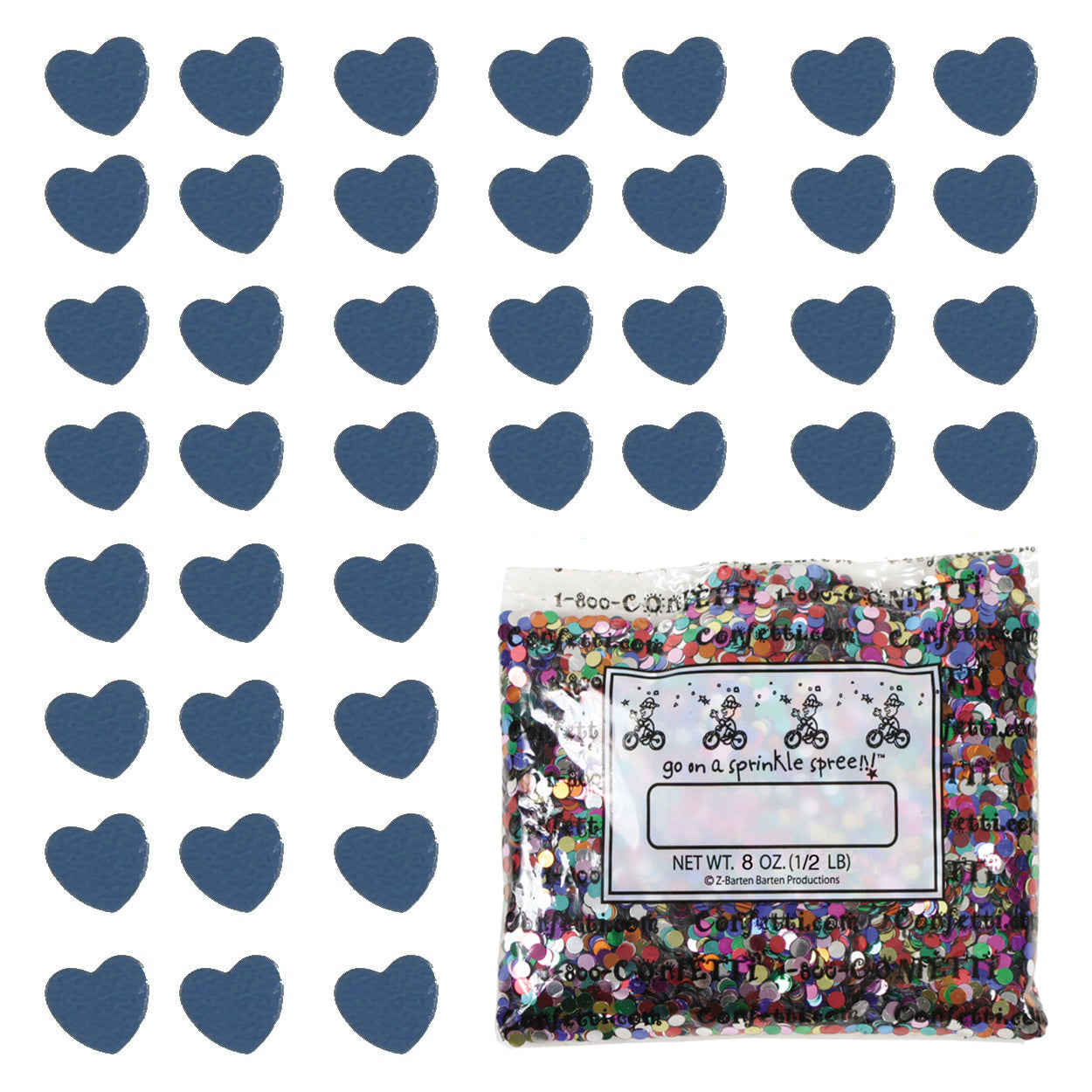 Confetti Heart 1/4" Blue Navy 