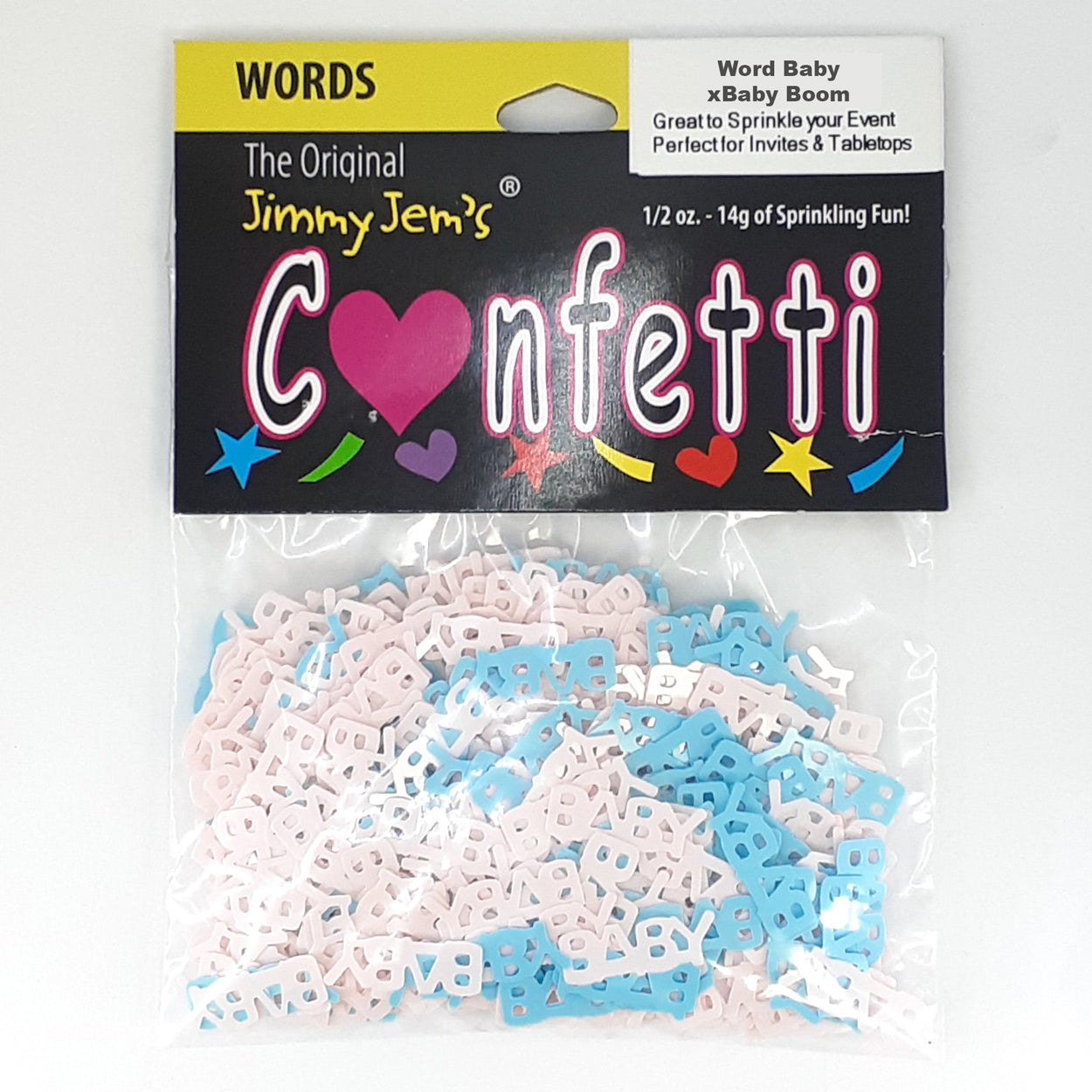 Confetti Word BABY Blue, Pink 