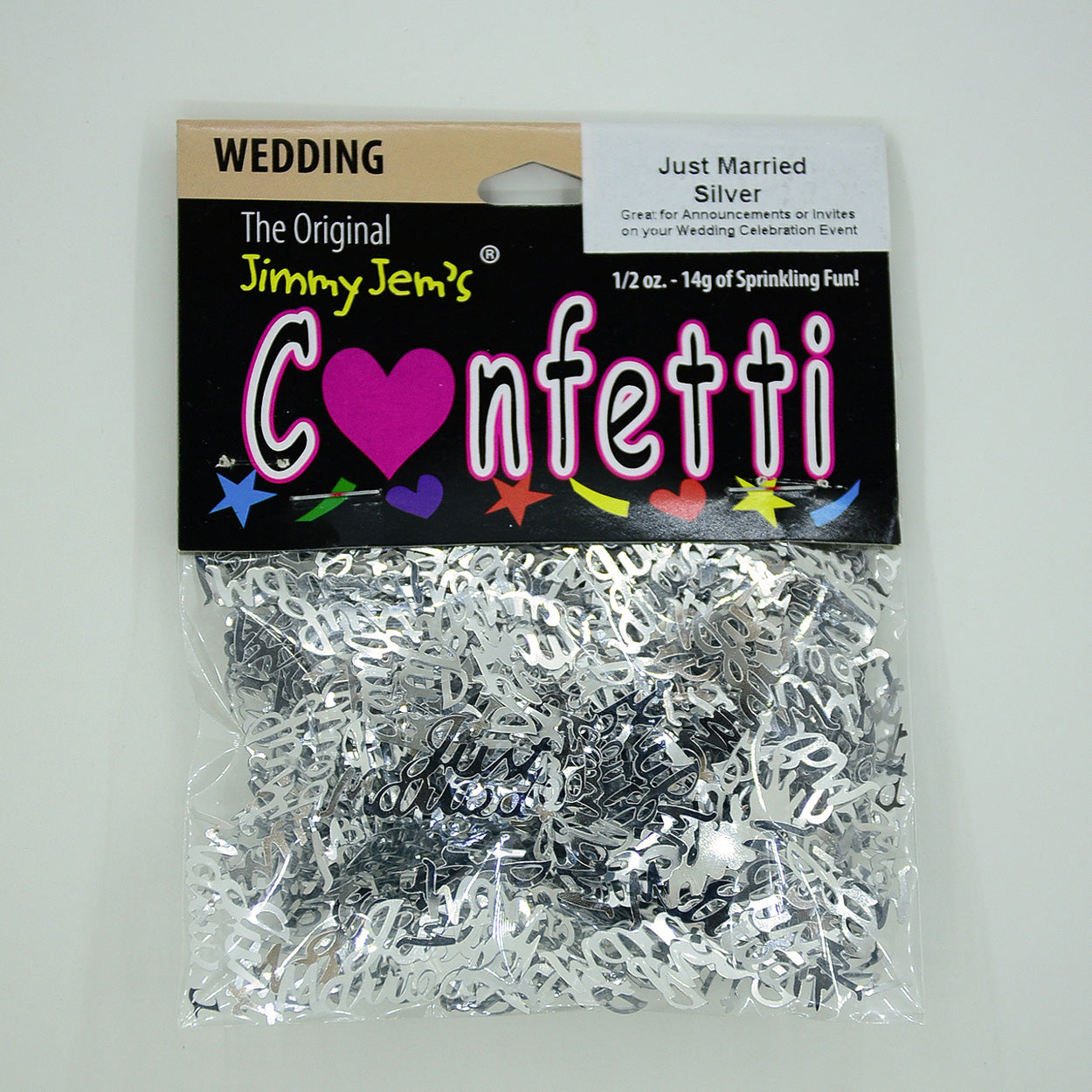 Confetti Word JUST MARRIED Silver 