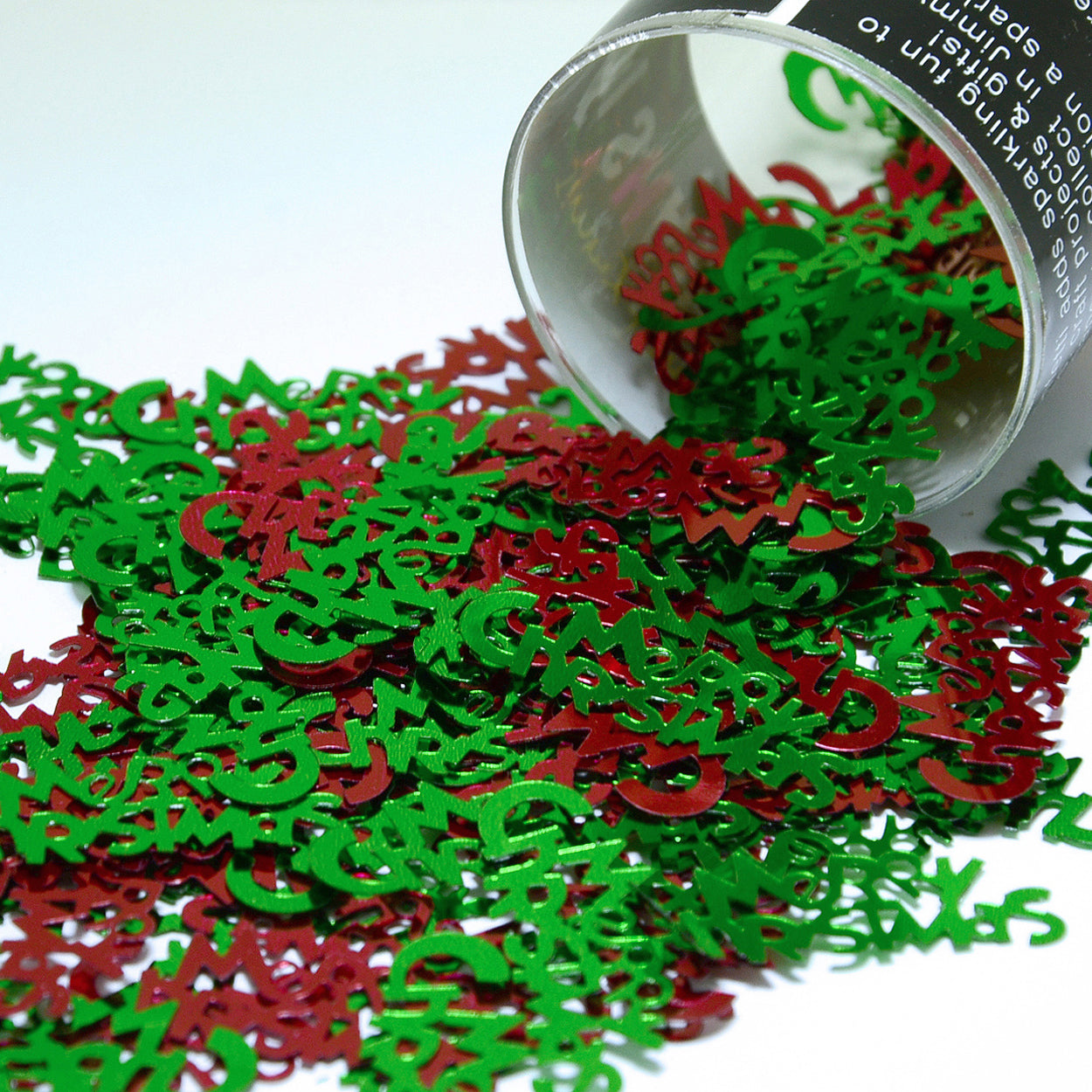 Confetti Word MERRY CHRISTMAS Green, Red 