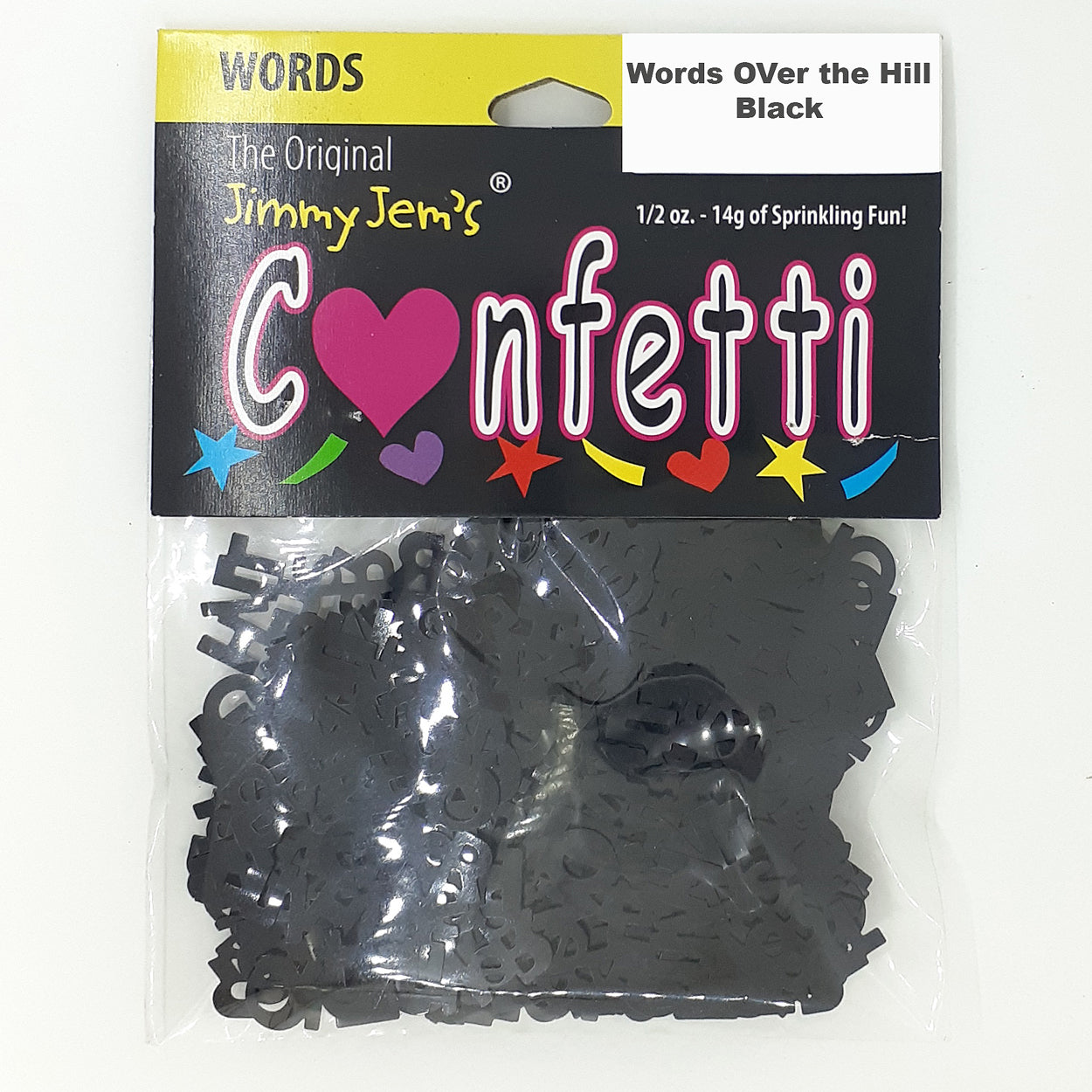 Confetti Word OVER THE HILL Black 