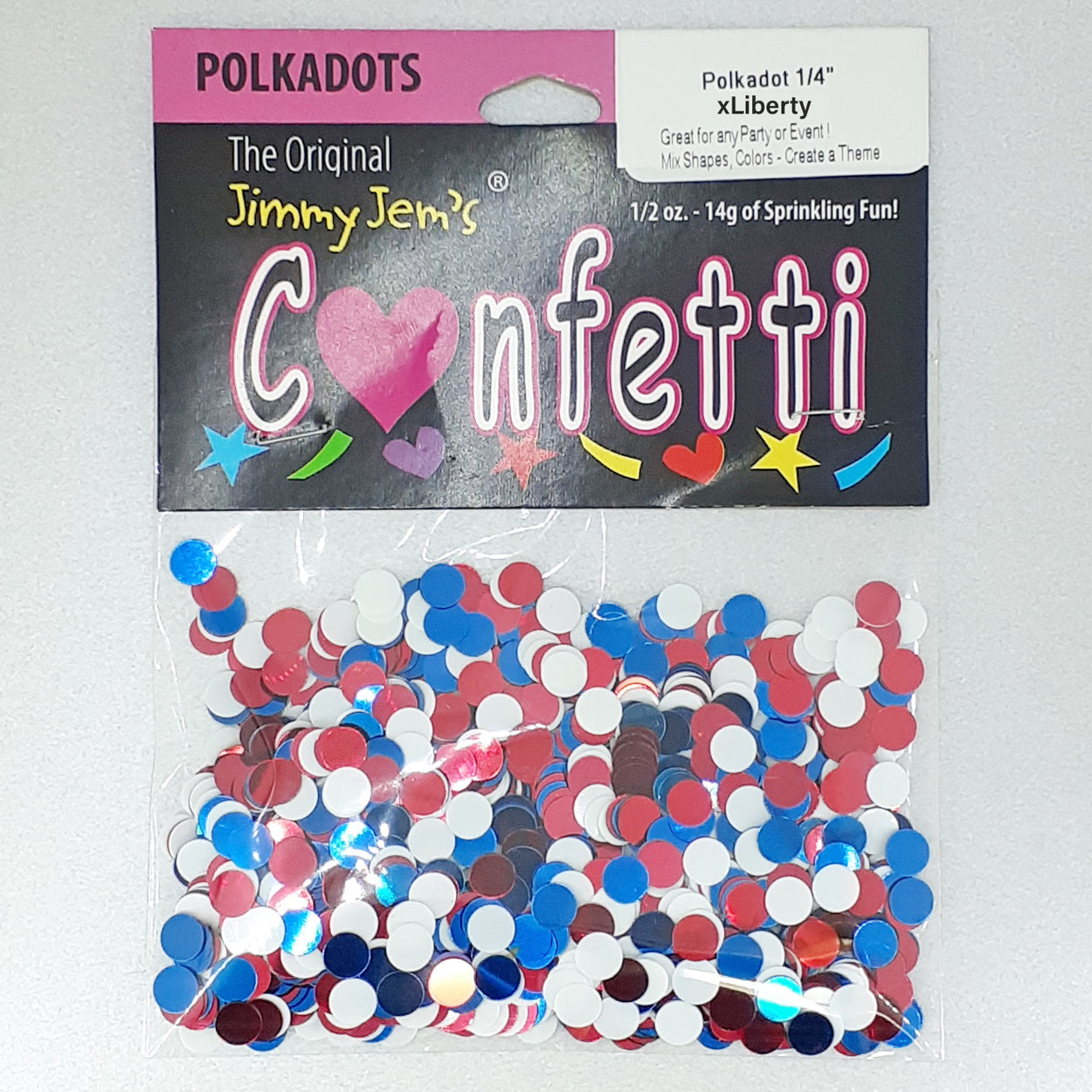 Confetti Circle 1/4" Red, White, Blue 